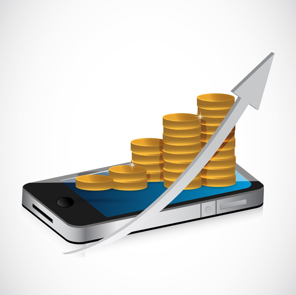 coin business graph and mobile phone - Photo, Image