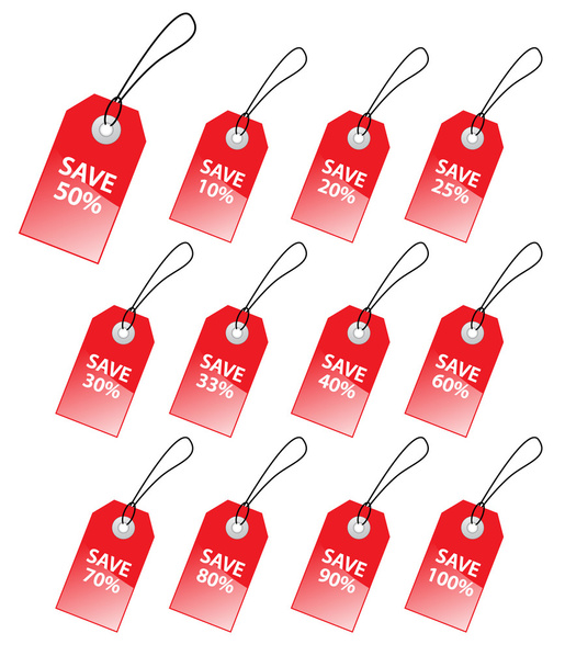 Collection of vector tags with discount numbers for marketing sa - Vector, afbeelding