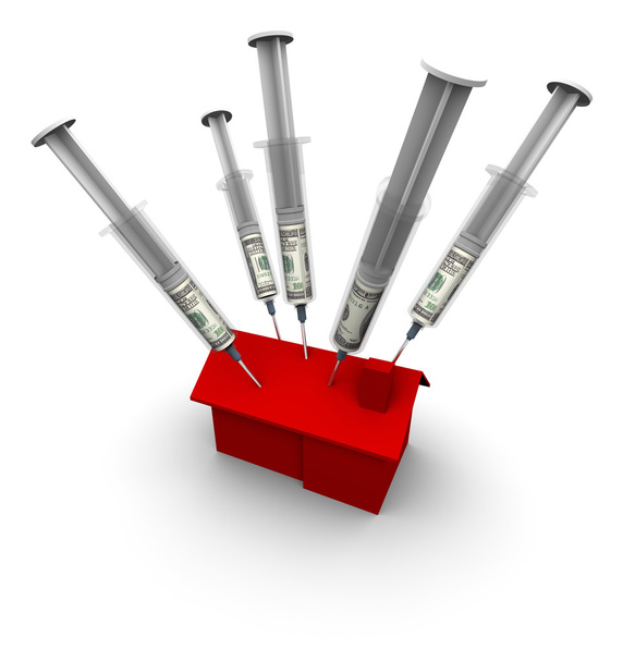 House with Syringe Needles Injecting Money - Photo, Image