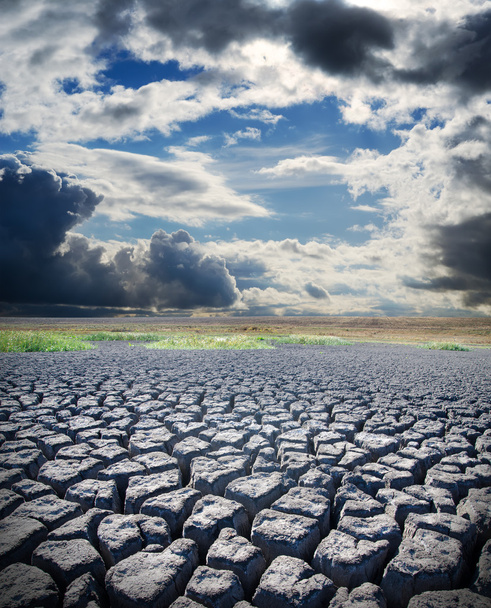 Dry lake and dramatic sky - Foto, afbeelding