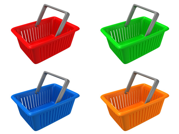 Plastic shopping market baskets - Photo, Image