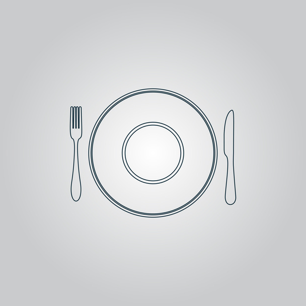 Plate dish with fork and knife - Вектор, зображення