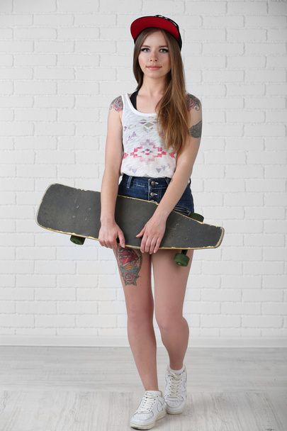 Beautiful hipster girl   - Фото, изображение