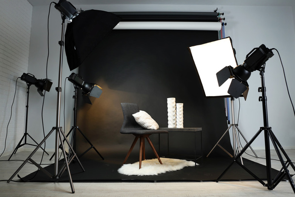 studio with  lighting equipment - Foto, afbeelding