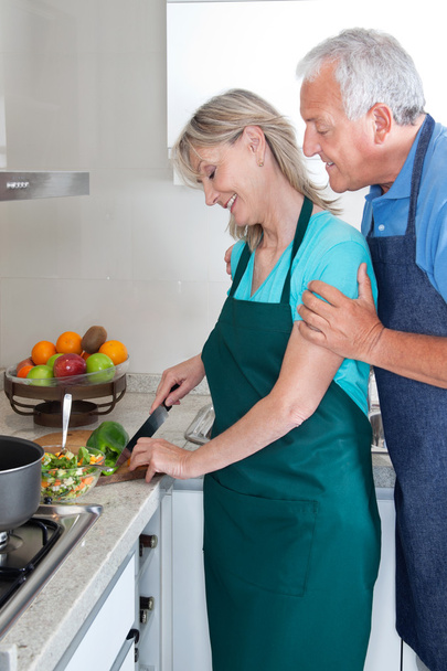 Couple Cooking Food in Kitchen - Photo, image
