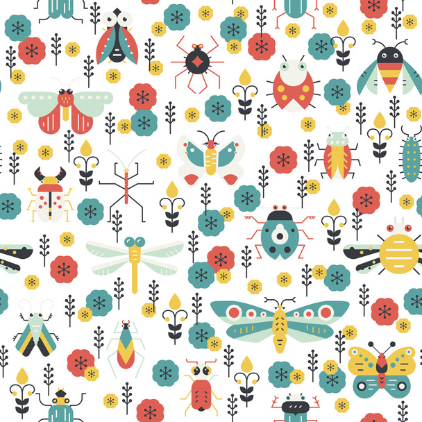 pattern with bugs and insects - Вектор, зображення