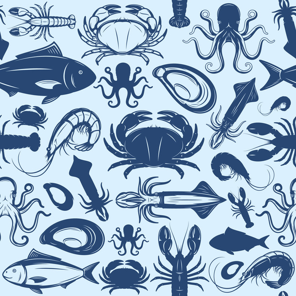 Seafood Seamless Pattern - Vector, Image