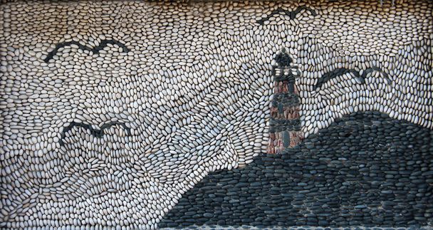 Mosaïque en galets / Peinture, doublé de galets de mer
 - Photo, image