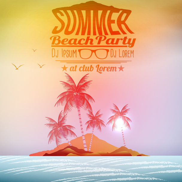 Summer Beach Party Juliste - vektori kuvitus
 - Vektori, kuva