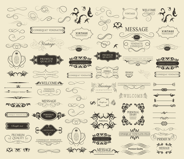 conjunto de elementos caligráficos para el diseño
 - Vector, Imagen
