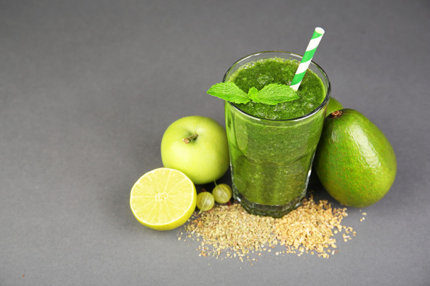 Green healthy juice with fruits - Fotó, kép