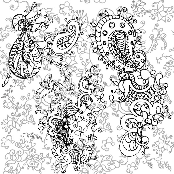 Seamless texture floral pattern, vector drawing pen - Vetor, Imagem