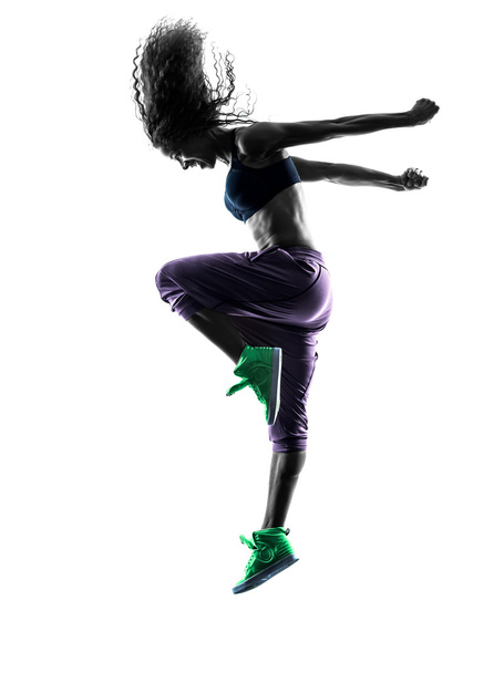 woman zumba dancer dancing exercises silhouette - Fotó, kép