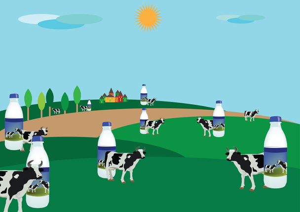 Produzione di latte - Vettoriali, immagini