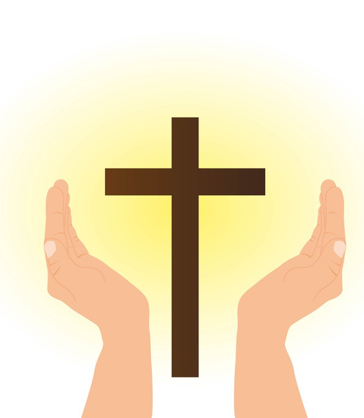 hand and cross - Vector, Image