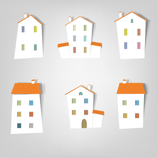 Set of vector stickers. Houses - Vector, Image