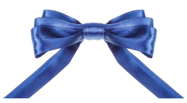 symmetrical blue bow with horizontal cut ends - Photo, Image