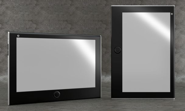Tablet mockup on concrete background. Front view. - Foto, afbeelding