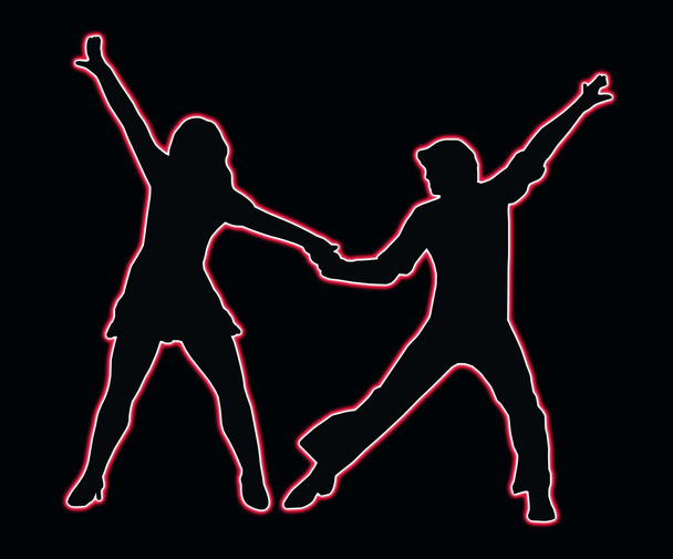 lehetővé teszi, hogy a fél táncol a 70-es években neon szerkezeti pár - Fotó, kép