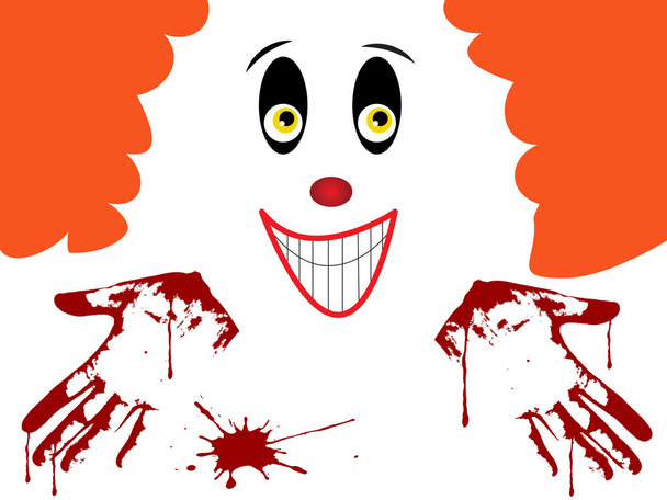 Horror clown face with bleeding hands - Vector, Image