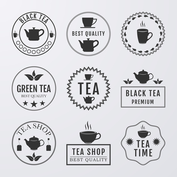 Vector illustration set of logos on the theme of tea - Vektor, obrázek