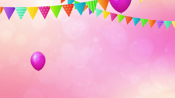 urodziny pętli animacji z balony i flagi. - Materiał filmowy, wideo