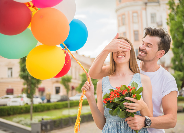 Young couple with balloons - Photo, Image
