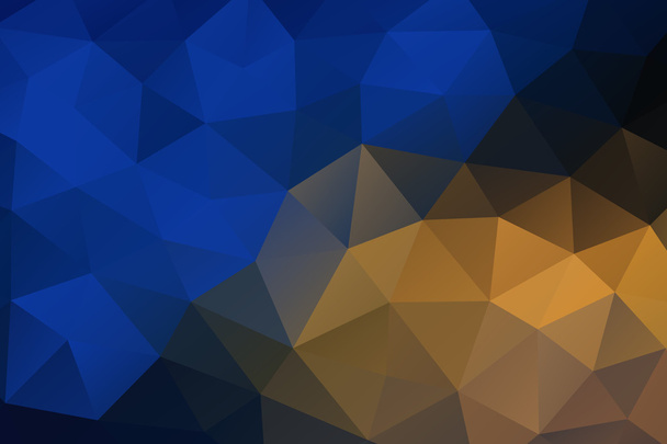 Blue yellow abstract geometric rumpled triangular background low poly style - Vector, Image