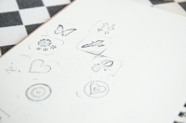 Serie de icono de sello de goma en papel en blanco
 - Foto, Imagen
