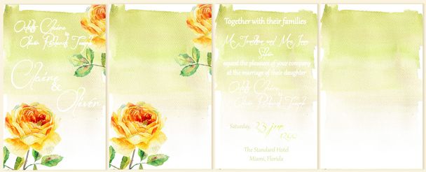 Aquarell-Hintergrund für Flyer, Einladungen mit Rose. - Foto, Bild