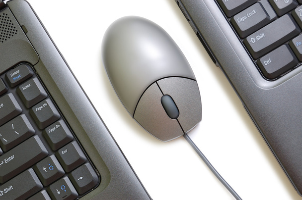 Tietokoneen hiiri kahden kannettavan välillä
 - Valokuva, kuva