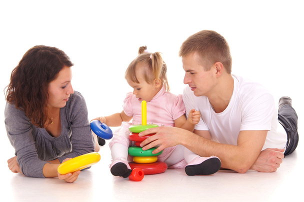 Family play at floor - Zdjęcie, obraz