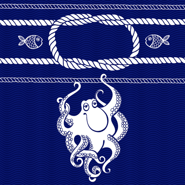 marine knots and fish card - Vector, afbeelding