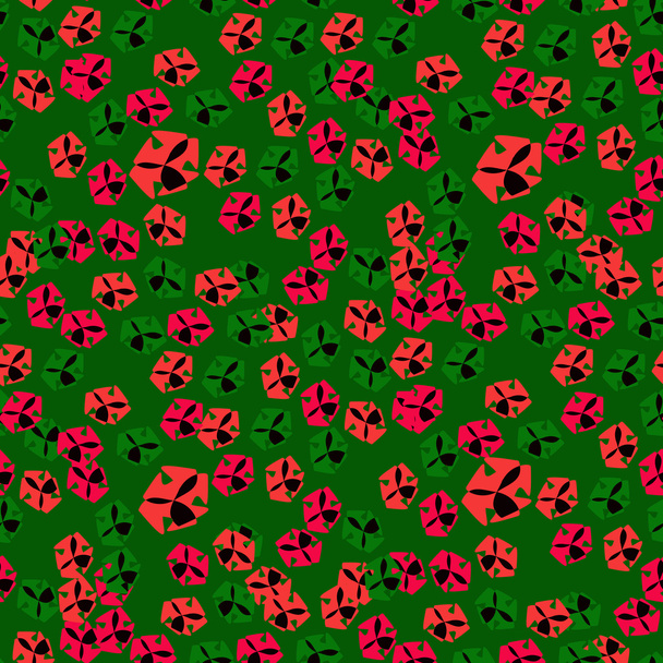 Red black figures on a green background. Seamless. - Vector, Image