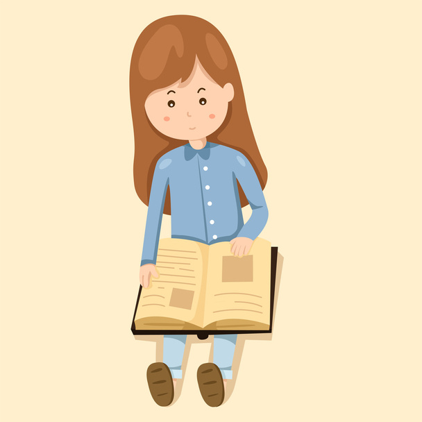 girl read book - Vector, Image