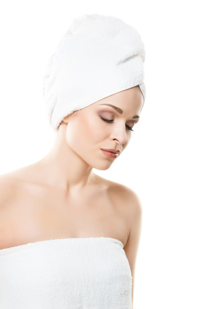 woman wrapped in towel - Photo, Image