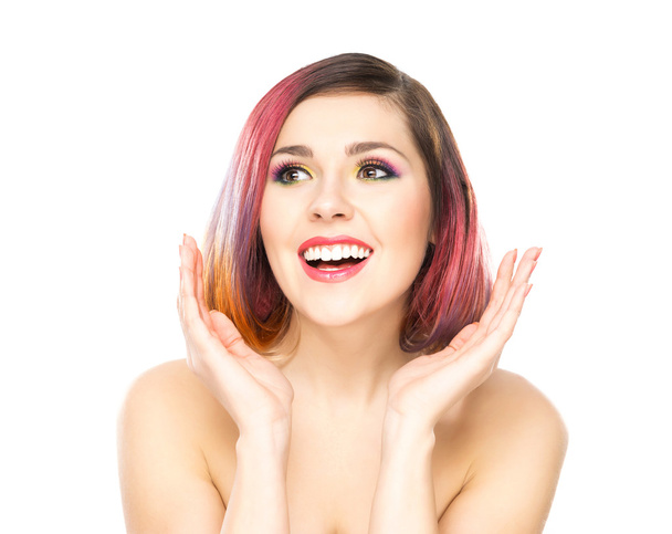 Beautiful young surprised woman - 写真・画像
