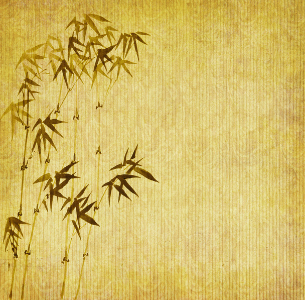 bamboe op oud grunge antiek papier textuur - Foto, afbeelding