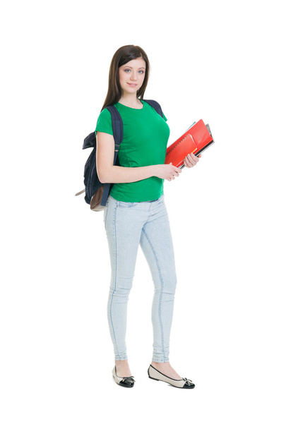 teenage schoolgirl holding books - Fotó, kép