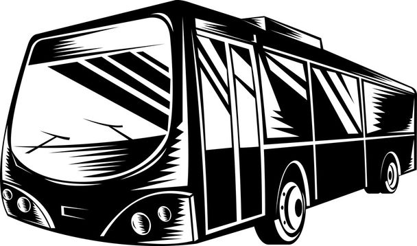 Autobús de pasajeros woodcut
 - Foto, imagen