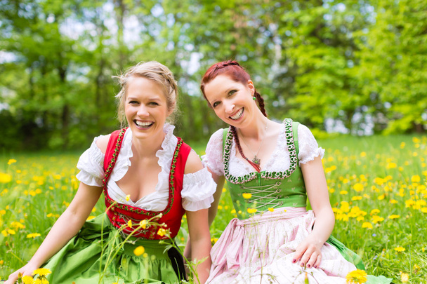 Жінки в традиційному баварському одяг на луг - Фото, зображення
