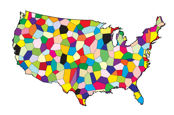 Mapa de la bandera de Estados Unidos Patchwork
 - Vector, Imagen