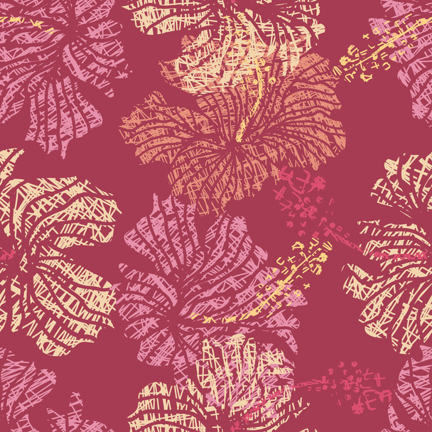 Hibiscus flores encaje patrón sin costuras
 - Vector, imagen