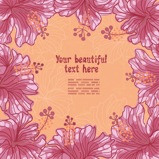 Hibiscus flores vignette retro
 - Vector, Imagen