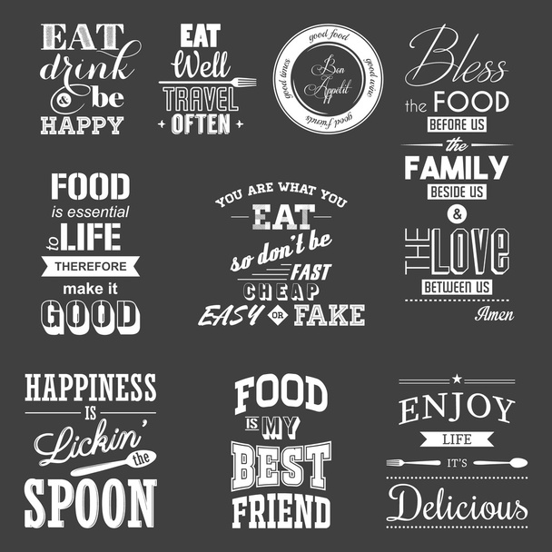 Set of vintage food typographic quotes - Vecteur, image