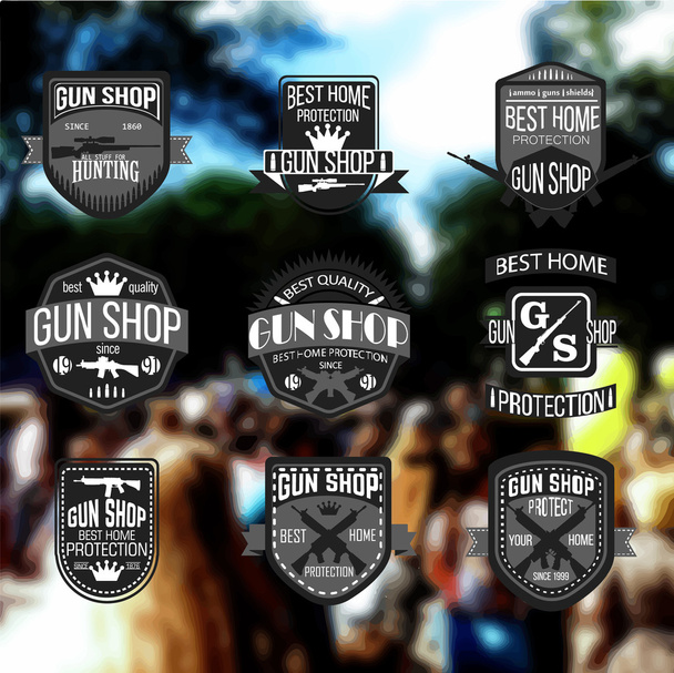 Set di loghi e distintivi per negozio di armi
 - Vettoriali, immagini