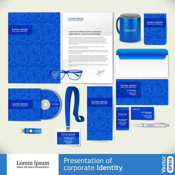 Blue corporate identity template - Wektor, obraz