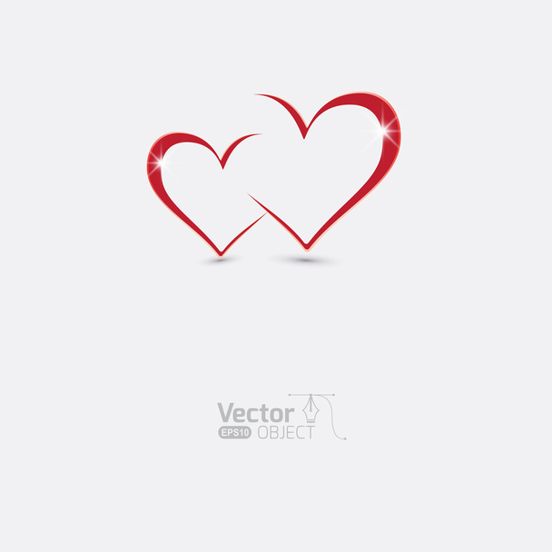 Two abstract red hearts with flares - Vektori, kuva