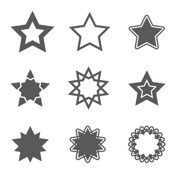 Gray simple star icons set - Vector, Image