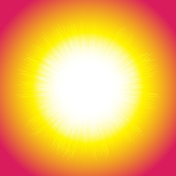 Καυτό ήλιο και τα φωτεινά ακτίνες - Διάνυσμα, εικόνα